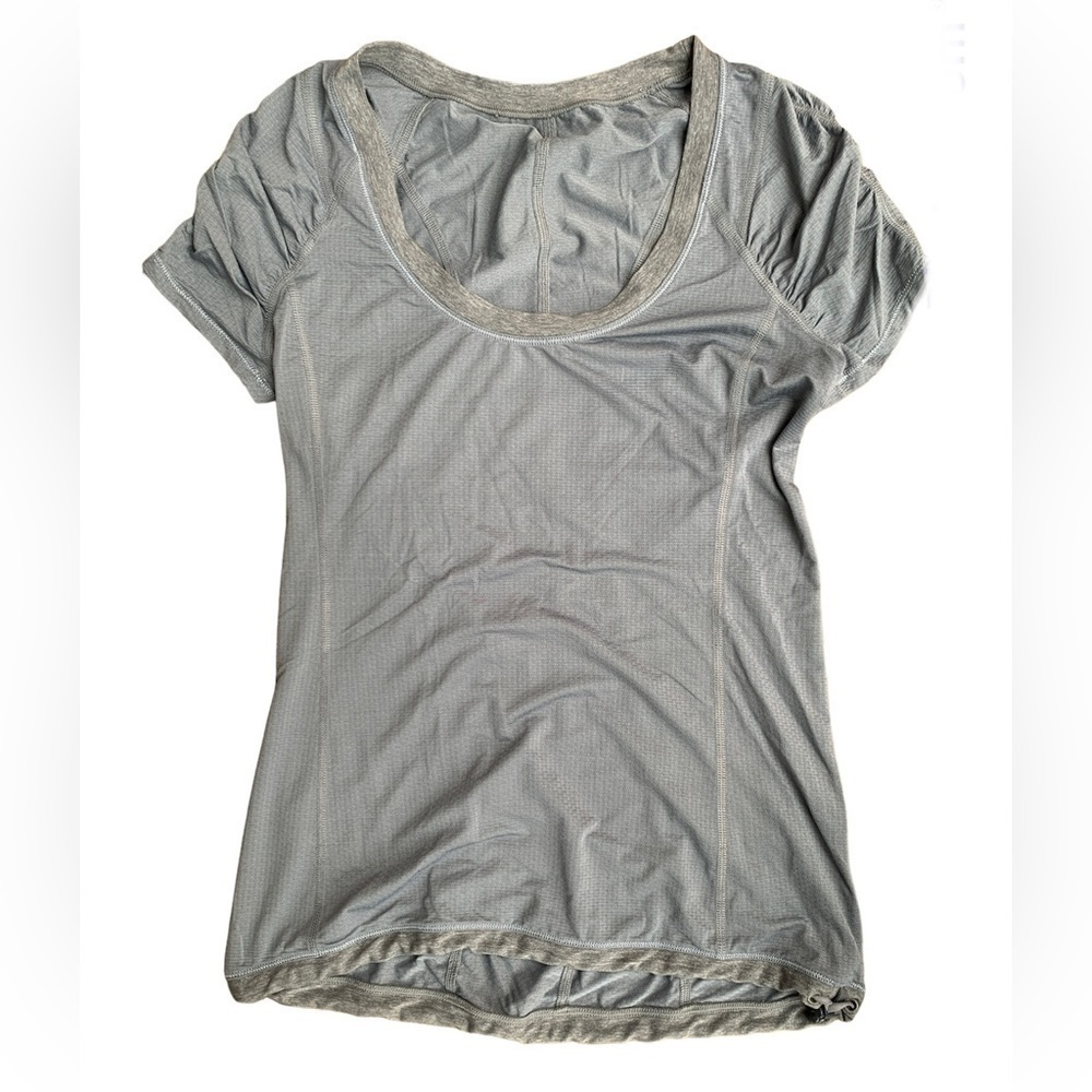 Lululemon Willpower Tech T-shirt Mesh Scoop Neck Performance top size 4 Gray